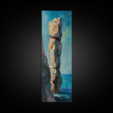 Coastal Rock, painting morro bay, nautical painting, framed canvas print, rustic decor, coastal wall art, above sofa art