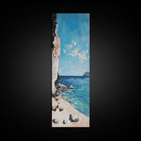 Seaside Cliff, painting morro bay, coastal wall art, framed canvas print, blue and green wall art, landscape painting, boho art