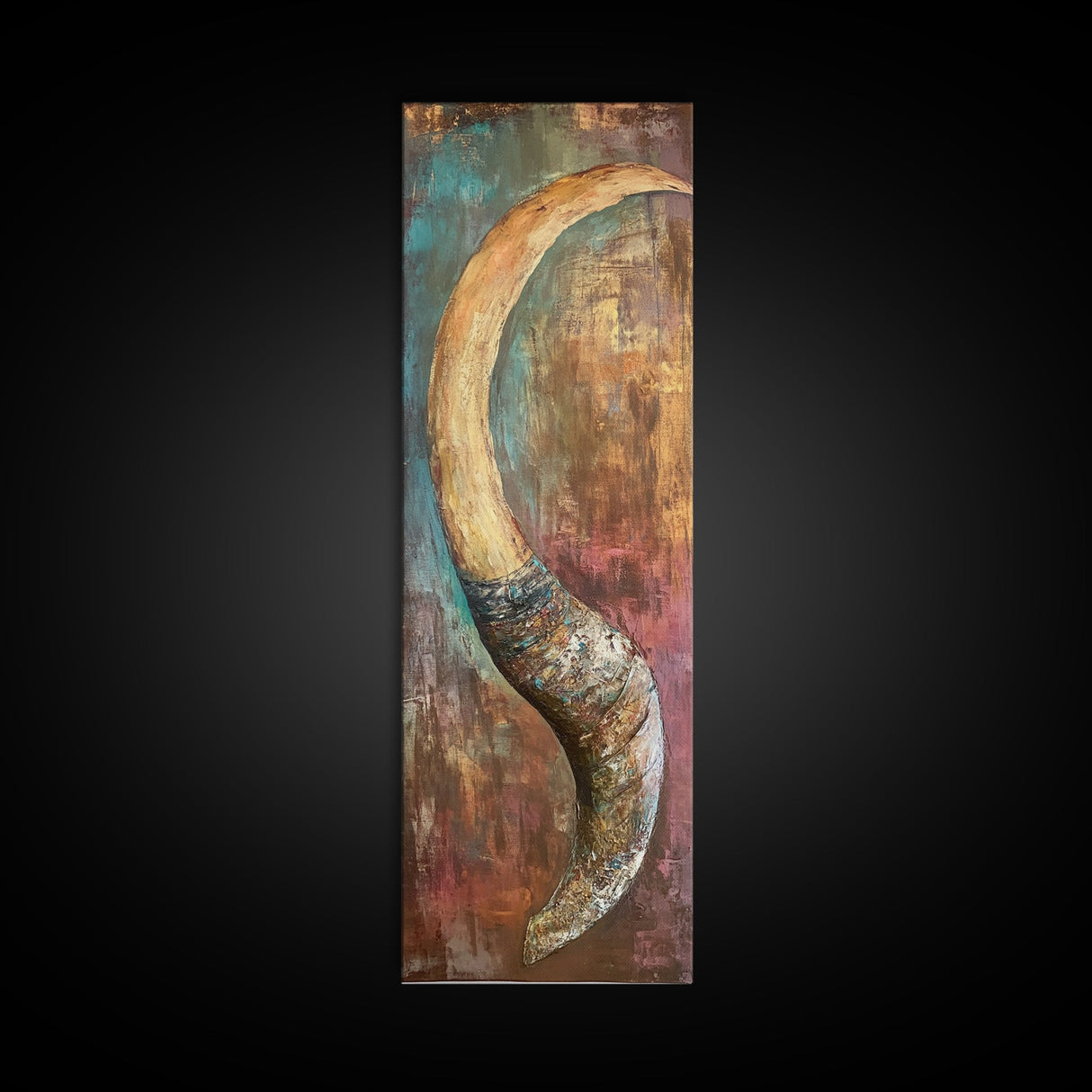 Rustic Horn, Earthy Tones, Abstract Nature, Canvas Print, southwest wall art, rustic wall art, boho art, wabi sabi art