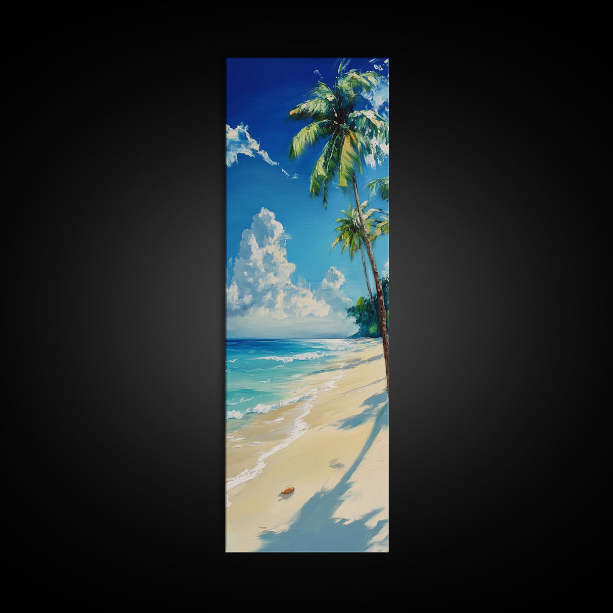 Palm Tree Beach, tropical decor, coastal cowgirl wall art, Hawaii art, framed canvas print, nautical painting, summer gift idea