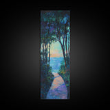 Sunset Pathway Art, Coastal Painting, Wabi Sabi Art, Above Bed Wall Art, Seascape Painting, Framed Canvas Print, Nautical Decor