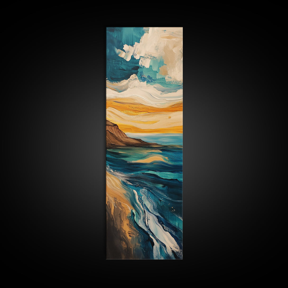 Ocean waves, coastal painting, nautical decor, surf wall art, abstract seascape painting, horizontal wall art, canvas print