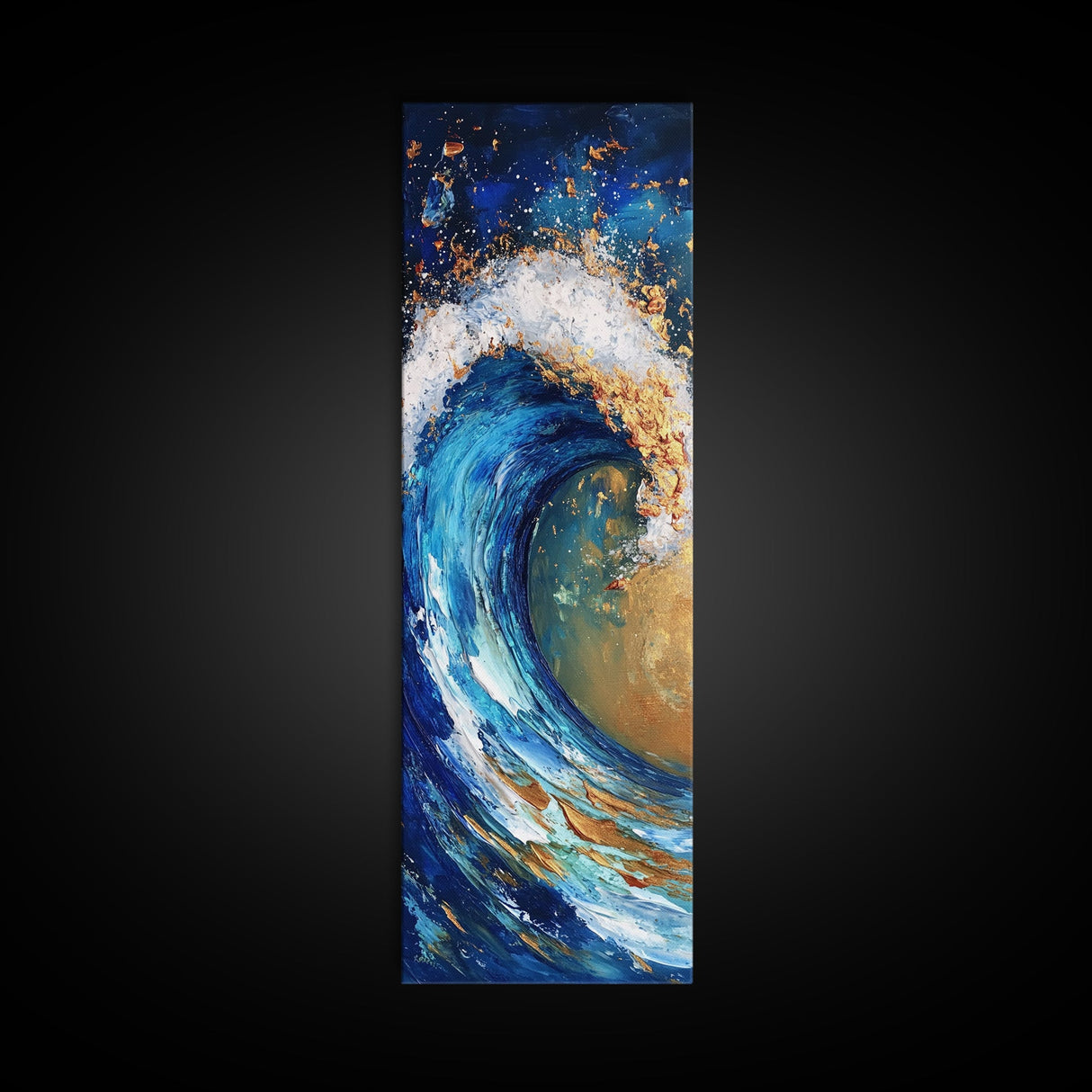 Ocean Wave, coastal decor, nautical painting, seascape painting, blue and green wall art, extra wide art, Canvas Print