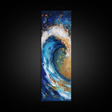 Ocean Wave, coastal decor, nautical painting, seascape painting, blue and green wall art, extra wide art, Canvas Print