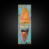 Surfboard Painting, Ocean Art, Canvas Print, Coastal Cowgirl Wall Art, Beach House Art, Tropical Art, Long Narrow Art