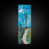 Fading Road, abstract landscape, moody art, blue and green wall art, coastal decor, rustic wall art, framed canvas print