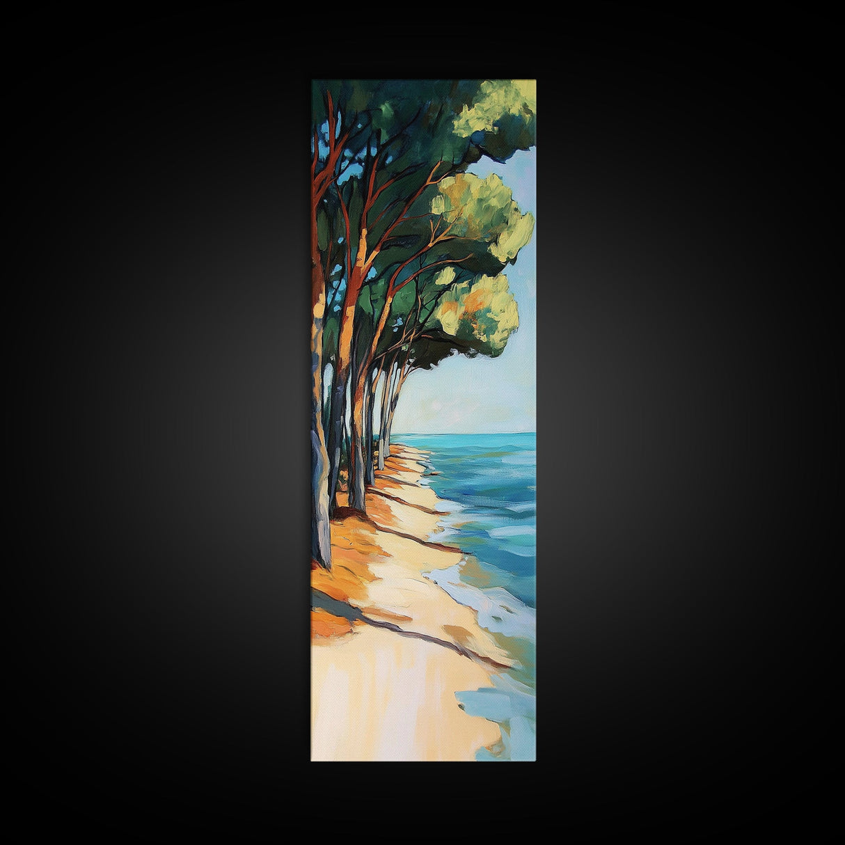 Beach Pines, coastal cowgirl wall art, coastal decor, nautical painting, ocean painting, framed canvas print, seascape painting