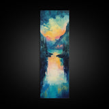 Moody Landscape Art, Sunset Painting, Smoky Mountain Art, Rustic Wall Art, Blue and Green Wall Art, Framed Canvas Print, Gift Idea