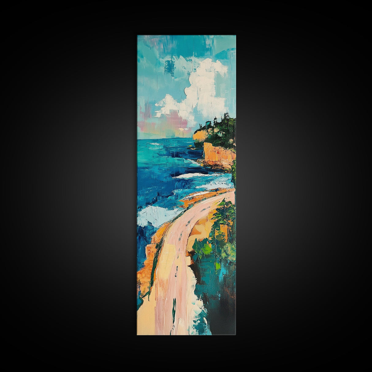 Coastal Cliffs, painting morro bay, surf wall art, seascape painting, coastal wall art, nautical decor, living room art, canvas print