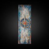 Compass, compass wall art, rustic wall art, nautical decor, farmhouse art, southwest wall art, gift idea for him, framed canvas print