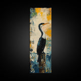 Abstract Bird Art, Coastal Wall Art, Nautical Decor, Bird Art Print, Framed Canvas Print, Rustic Wall Art,  Vertical Wall Art