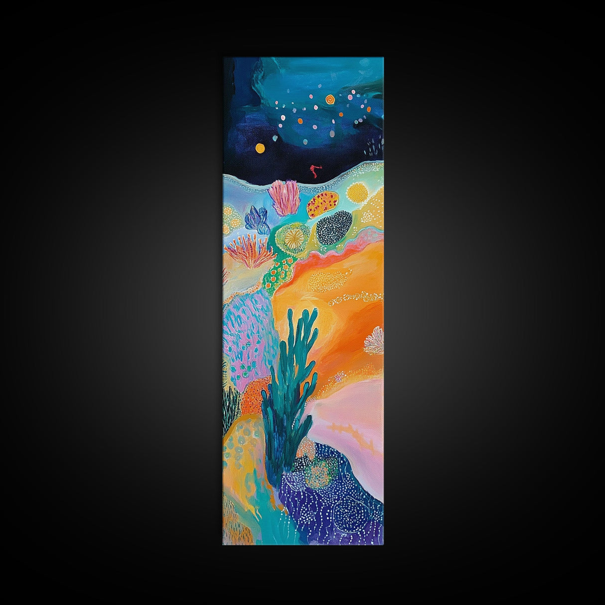 Vibrant Ocean, coastal decor, tropical wall art, octopus art, colorful beach painting, framed canvas print, nautical painting