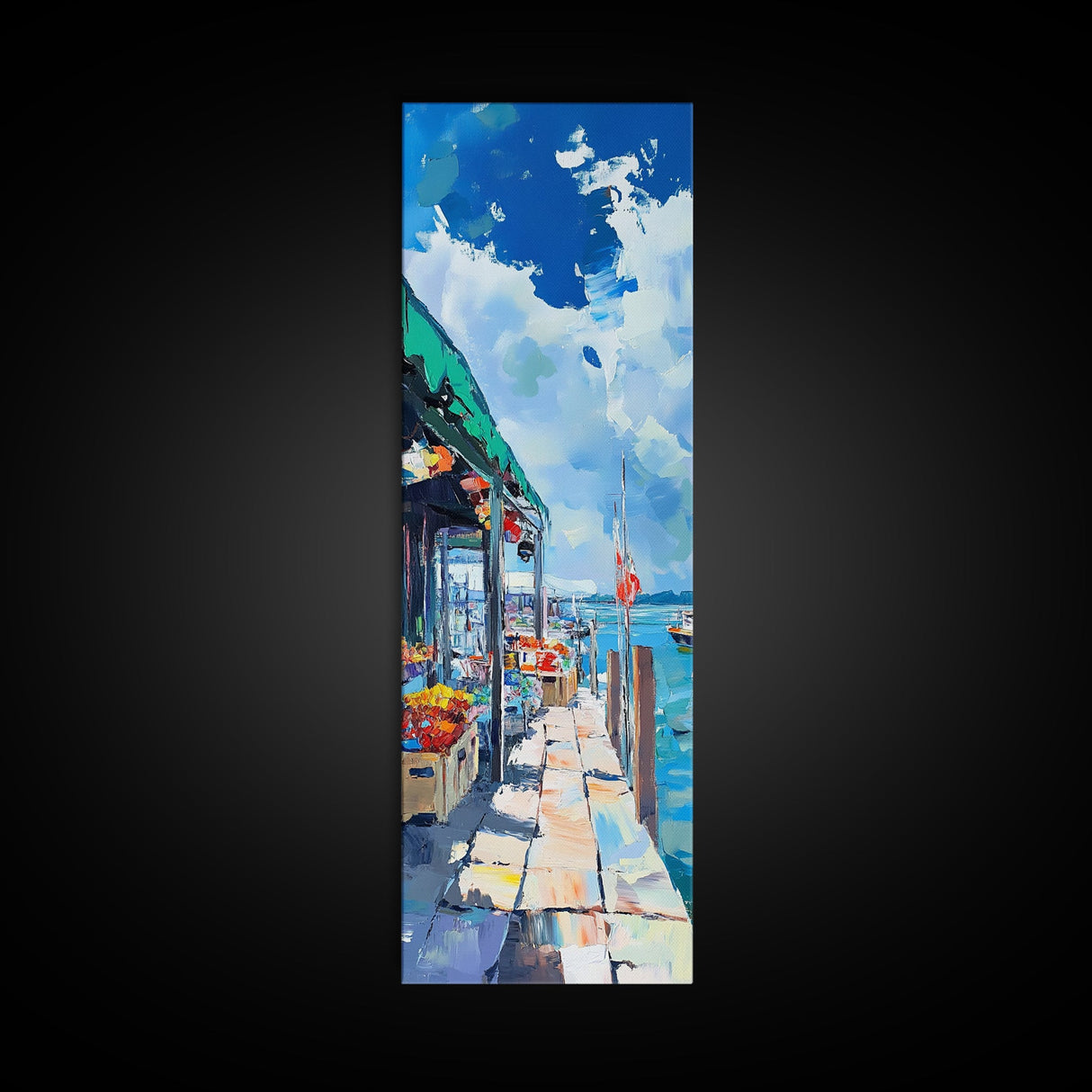 Seaside market, painting morro bay, Nantucket painting, coastal landscape art, nautical decor, framed canvas print, rustic decor
