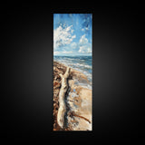 Driftwood beach, coastal landscape art, seascape painting, nautical decor, lake Tahoe art, framed canvas print, rustic wall art