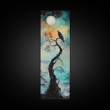 Raven Moon, dark angels wall art, framed canvas print, moody art, witch painting, gothic art, above bed wall art, celestial painting