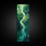Emerald River, sage green wall art, framed canvas print, minimalist art, extra wide art, rustic decor, long narrow art