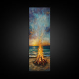 Fire, Seascape Art, Canvas Print, nautical wall art, ocean painting, beach house decor, moody art, above bed wall art, coastal decor, gift idea