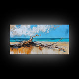 Seaside Driftwood, Nautical Wall Art, Rustic Decor, Coastal Wall Art, Beach House Art, Extra Wide Art, Canvas Print, Horizontal Wall Art