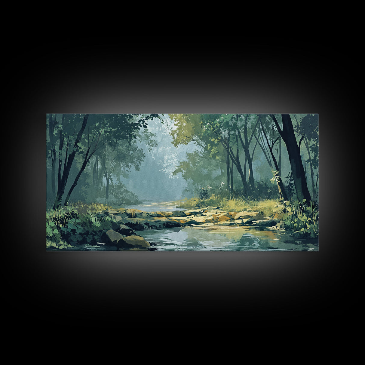Misty Forest, Moody Art, Therapy Art, Joshua Tree Art, Landscape Painting, Wabi Sabi Wall Art, Nature Art, Framed Canvas Print