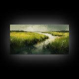 Marshland Landscape Art, nature painting, green wall art, botanical prints, landscape painting, framed canvas print, rustic decor