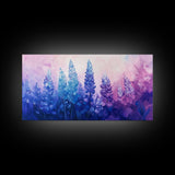 Purple Wildflower Painting, botanical prints, wildflower painting, pink abstract art, floral wall art, framed canvas print, pink art