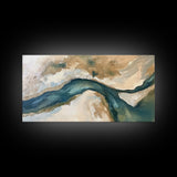 Abstract River, Neutral Landscape, Panoramic Art, Canvas Print, Wabi Sabi Art, Rustic Wall Art, Above Bed Wall Art, Minimalist Art