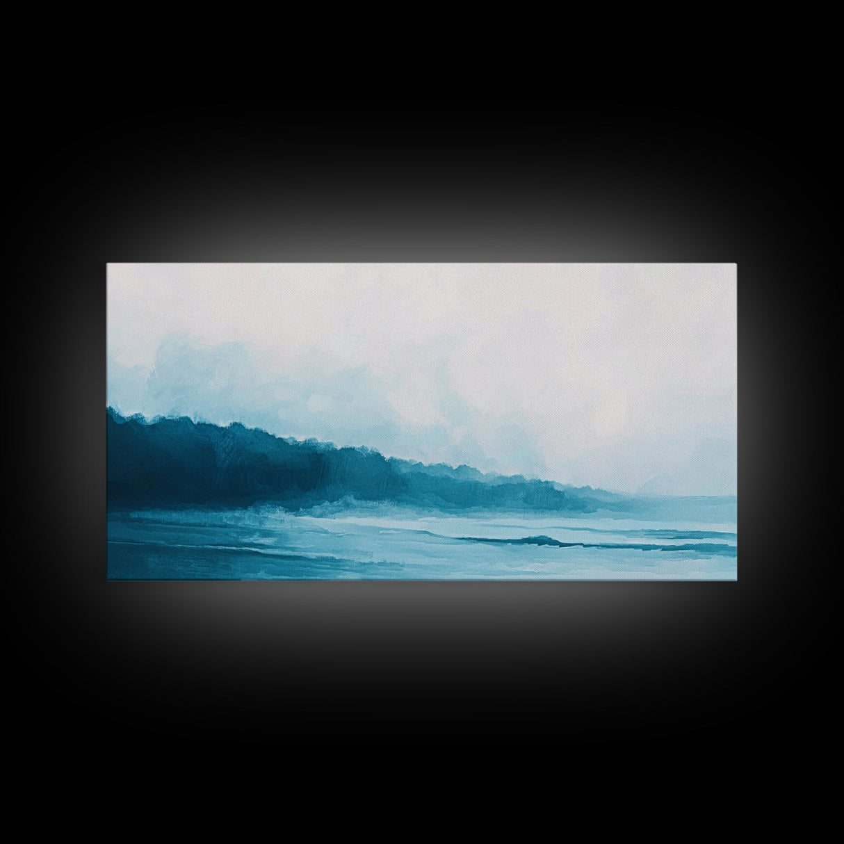 Coastal landscape art, panoramic art, framed canvas print, extra wide art, minimalist art, nautical wall art, seascape painting