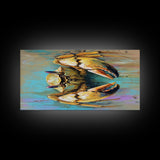 Crab Painting, Coastal Decor, Nautical Wall Art, Rustic Art, Framed Canvas Print, Ocean Artwork, Beach House Art, Marine Life Art