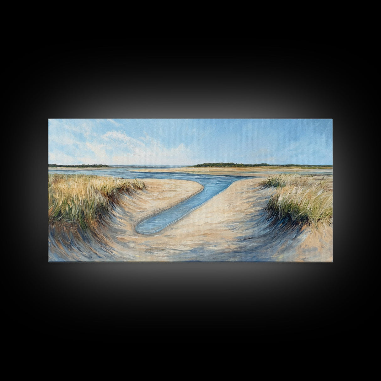 Marsh Painting, Coastal Landscape Art, Nautical Wall Art, Rustic Art, Framed Canvas Print, Extra Wide Art, Nature Inspired Artwork