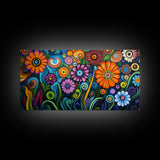 Whimsical Floral Art, Botanical Prints, Colorful Flowers, Framed Canvas Print, Wildflower Painting, Abstract Floral Artwork