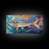 Vibrant Trout Art, fly fishing art, lake Tahoe art, trout art, coastal wall art, nautical decor, original painting, canvas print