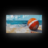 Lifeguard Buoy Painting, nautical decor, coastal wall art, ocean painting, framed canvas print, rustic art, beach house art