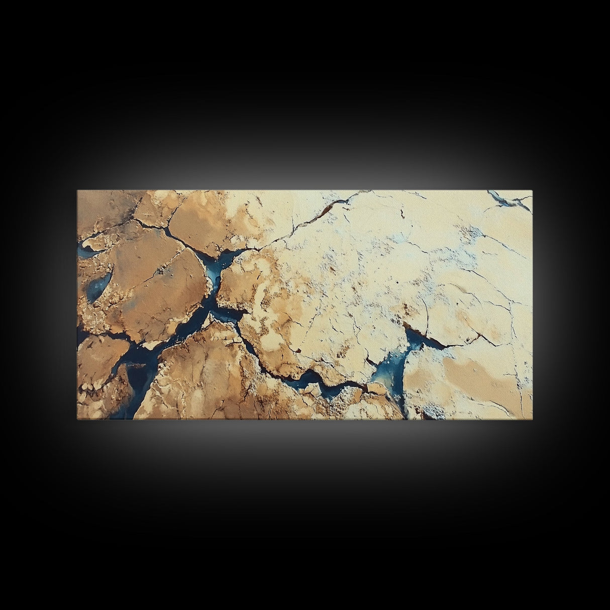 Cracked Earth, Abstract Painting, Earth Tones, Wabi Sabi Art, Minimalist Decor, Extra Wide Art, Framed Canvas Print, Rustic Art