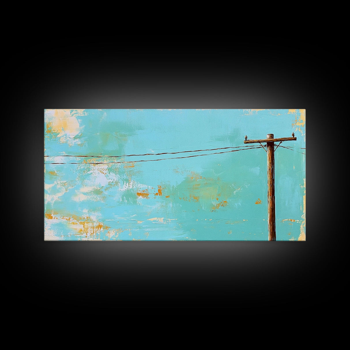 Power Lines, minimalist art, boho wall art, extra wide art, blue and green wall art, wabi sabi art, above sofa art, Canvas Print