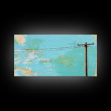 Power Lines, minimalist art, boho wall art, extra wide art, blue and green wall art, wabi sabi art, above sofa art, Canvas Print