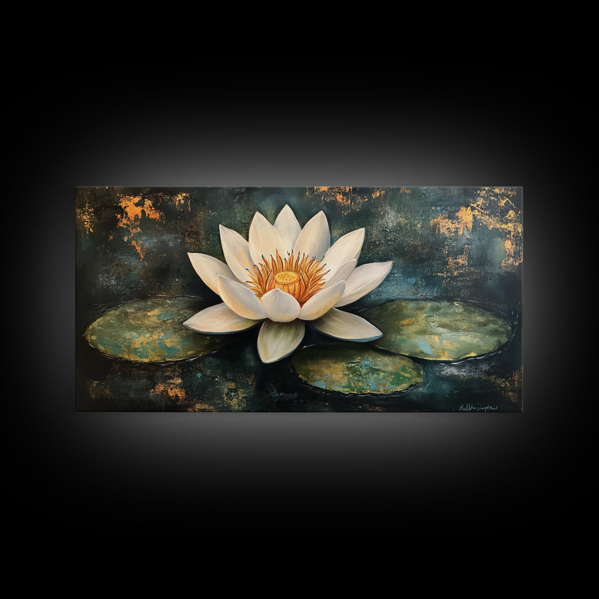 White Lotus, Framed Canvas Print, botanical prints, zen wall art, meditative decor, extra wide painting, spiritual art
