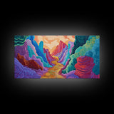 Vibrant canyon, abstract rocks, Canvas Print, mountain painting, southwest wall art, extra wide art, geometric wall art