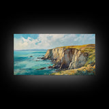 Ireland Painting, Coastal Cliffs, Ocean Landscape, Canvas Print, Nautical Wall Art, Coastal Landscape Art, Above Couch Art