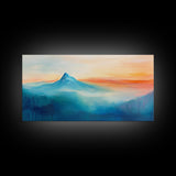 Mountain Landscape Art, Smoky Mountain Art, Blue and Green Wall Art, Nature Wall Art, Rustic Decor, Minimalist Art, Framed Canvas Print