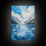 Glacial Lake View, lake Tahoe art, blue and green wall art, panoramic painting, framed canvas print, nature art, above couch art