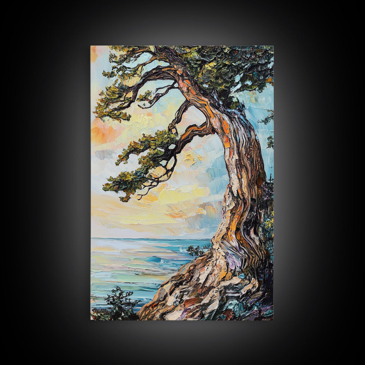 Joshua Tree Art, Coastal Landscape Art, Framed Canvas Print, Oak Tree Art, Rustic Art, Living Room Art, Boho Art, Moody Art