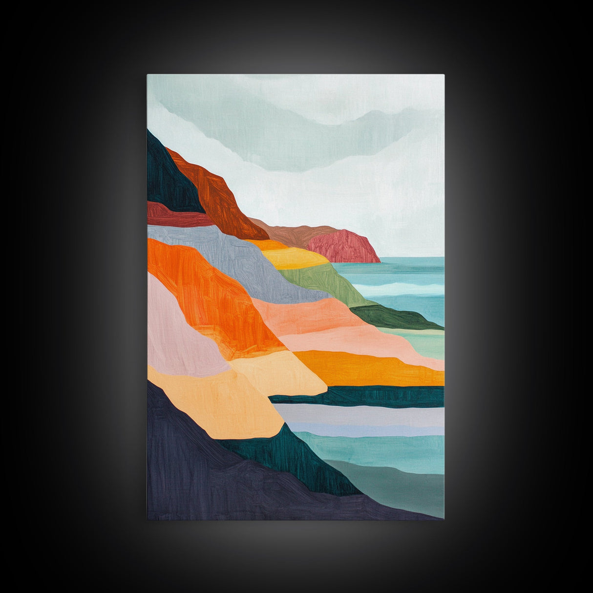 Geometric Cliffs, southwest wall art, geometric wall art, minimalist art, Canvas Print, landscape painting, above sofa art, wabi sabi art