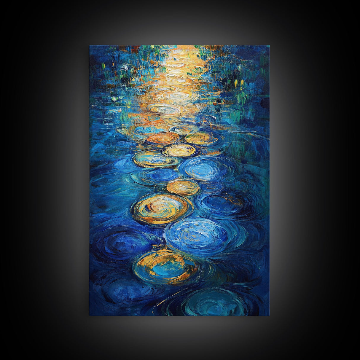 Golden Reflections, Water Art, Moody Painting, Canvas Print, Nautical Wall Art, Coastal Decor, Rustic Art, Living Room Art