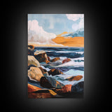 Stormy Coast, Moody Seascape, Canvas Print, Nautical Wall Art, Coastal Decor, Rustic Art, Ocean Painting, Gift Idea, Bedroom Art