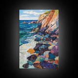 Colorful Cliffs, Ocean Painting, Canvas Print, Coastal Landscape Art, Nautical Decor, Rustic Art, Southwest Wall Art, Gift Idea