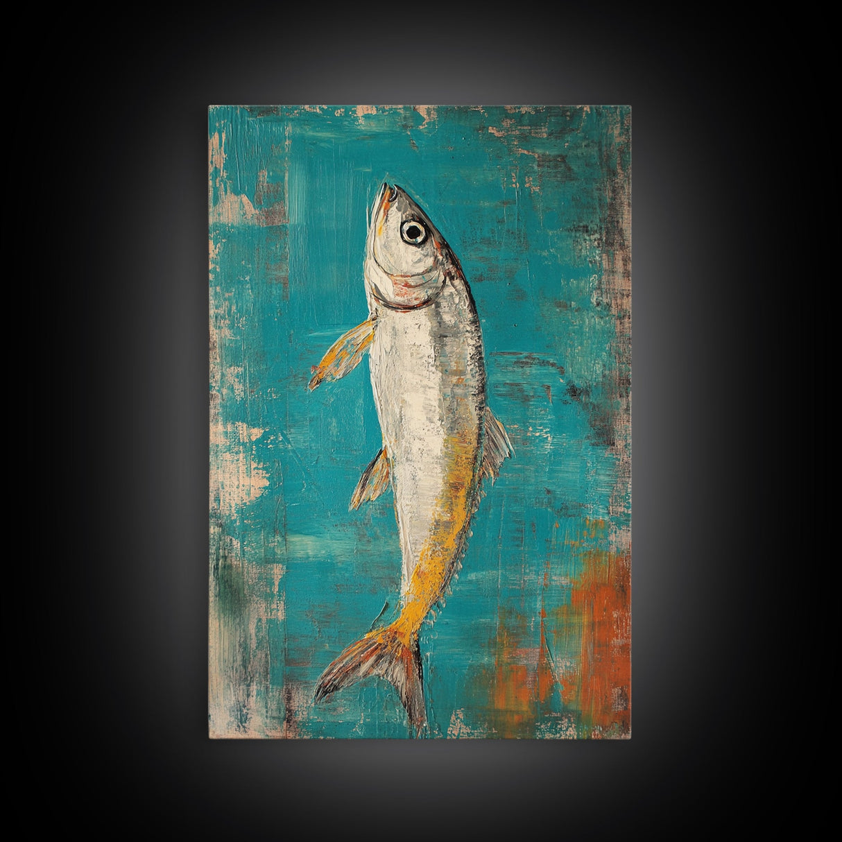 Vibrant Fish Painting Canvas Print Coastal Wall Art, Beach House Decor, Nautical Art, Ocean Inspired Artwork, Rustic Wall Decor