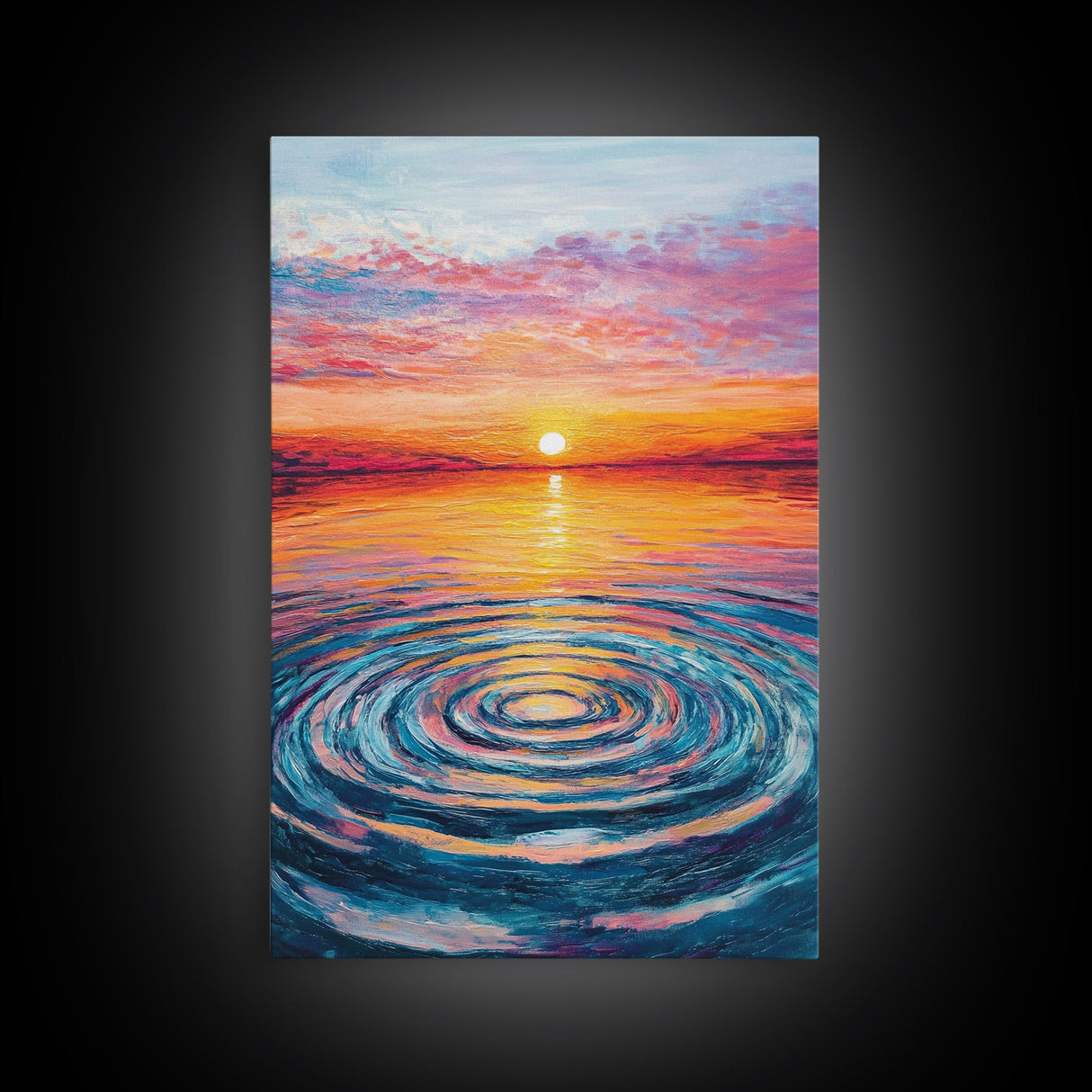 Ocean Ripple Canvas Print | Beach Sunset Painting | Seascape Wall Art | Coastal Decor | Living Room Wall Art | Vibrant Colors