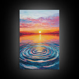 Ocean Ripple Canvas Print | Beach Sunset Painting | Seascape Wall Art | Coastal Decor | Living Room Wall Art | Vibrant Colors