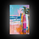 Surfboards Beach Canvas Print | Tropical Wall Art | Coastal Home Decor | Boho Surf Painting | Summer Vibes | Ocean Lovers Gift