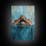 Swimmer Strength Canvas Print | Athlete Wall Art | Motivational Sports Painting | Modern Home Decor | Blue Water Abstract